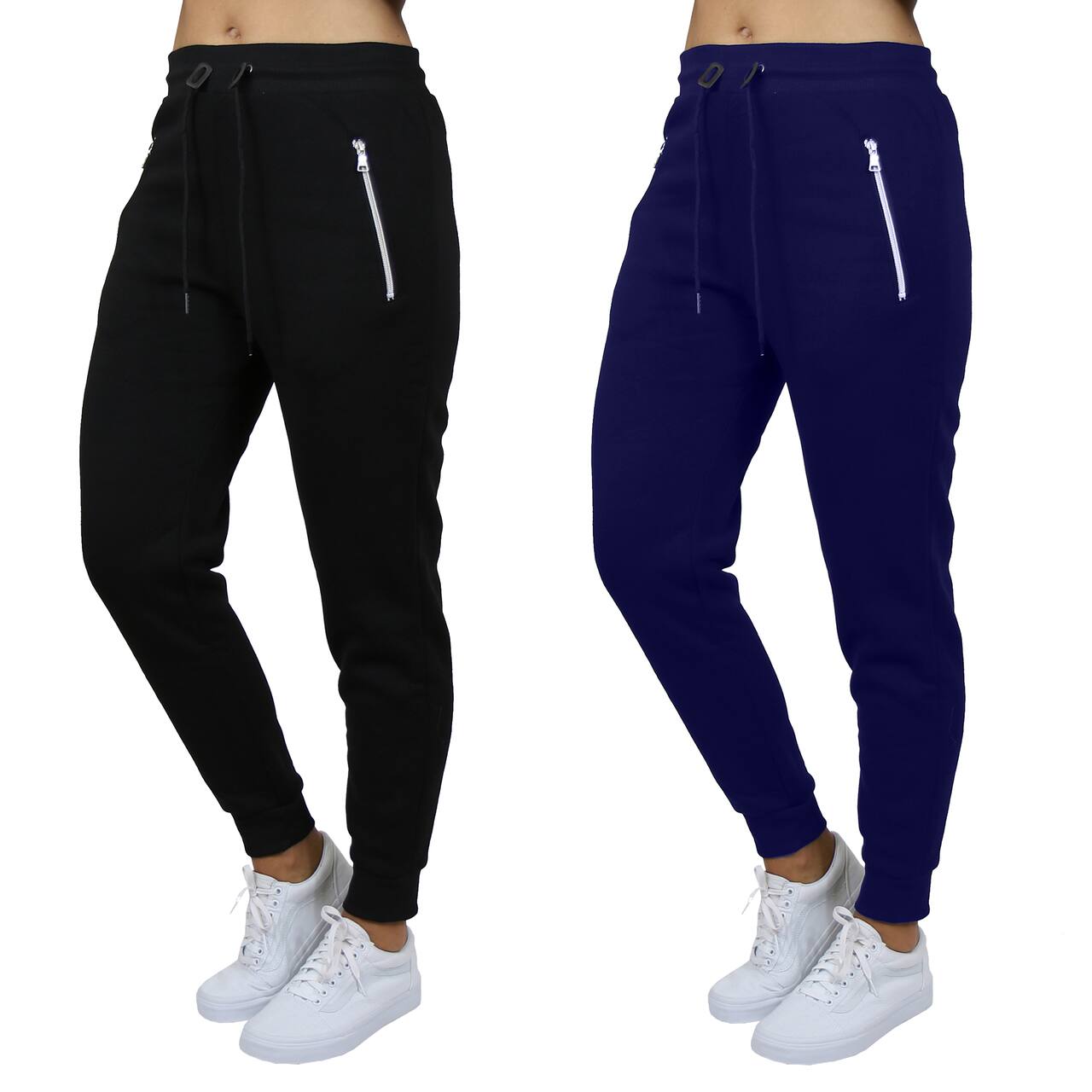 Galaxy by Harvic Women's Relaxed-Fit Fleece-Lined Zipper Pockets Jogger Sweatpants, 2 Pack